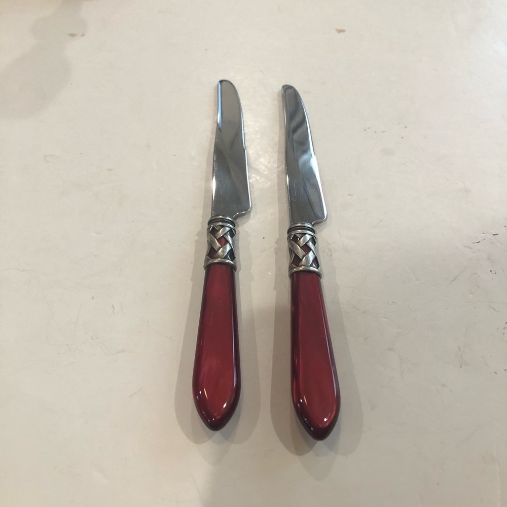 Bugatti for Vietri Aladdin replacement knives (2) red Italian flatware dining